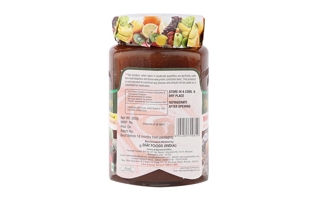 Sugarless Bliss Sugar Free Jam (Mix fruit)    Glass Jar  300 grams